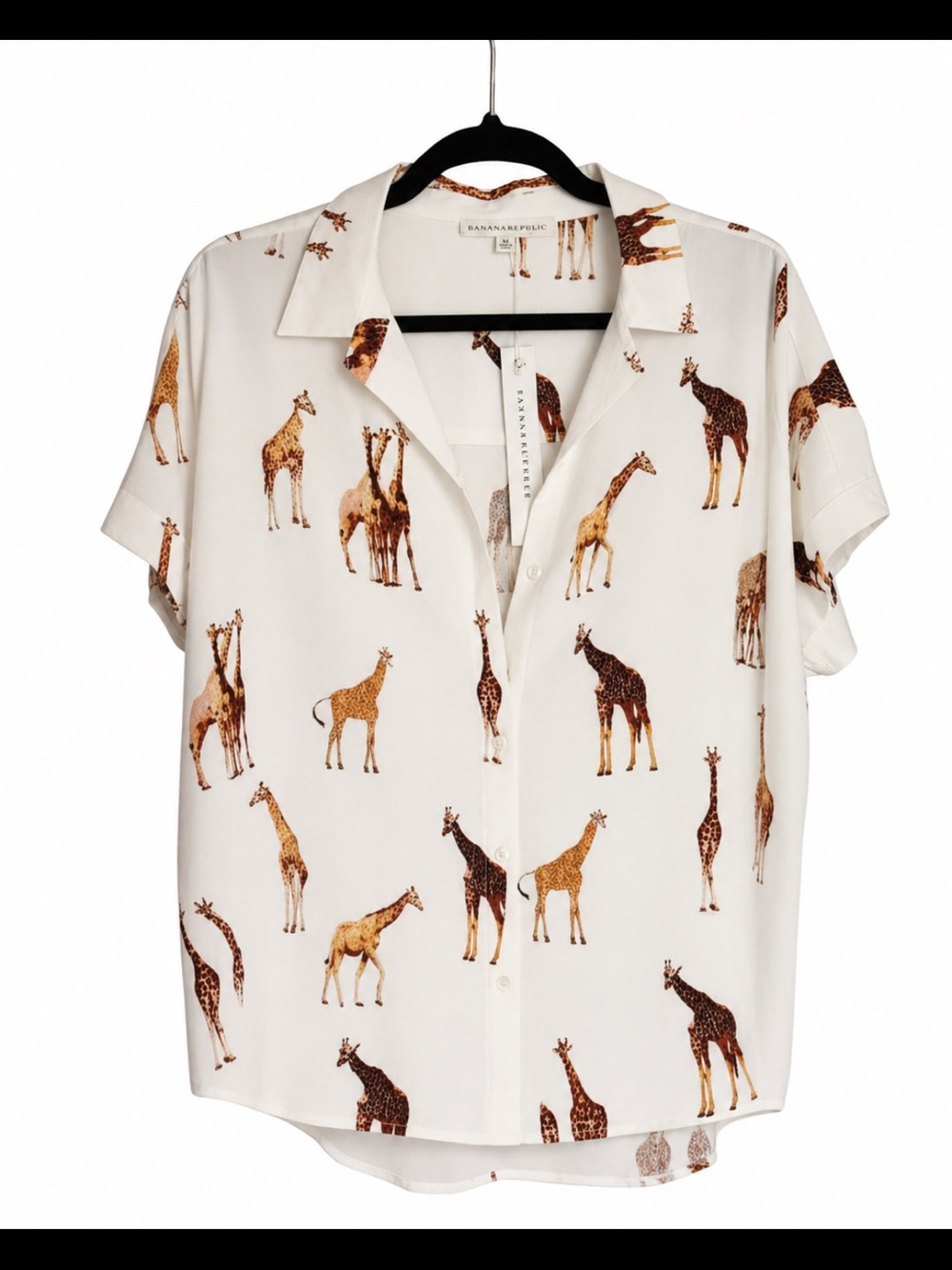 Jane and Delancey White Button-Down Shirt with Giraffe Print